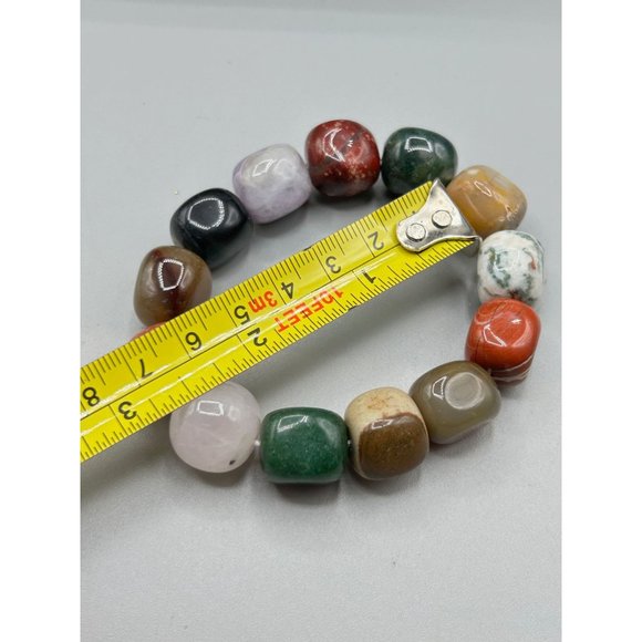 Chunky Semi Precious Stones Bracelet Stretch Beaded Colorful Summer Jewelry - Picture 8 of 8